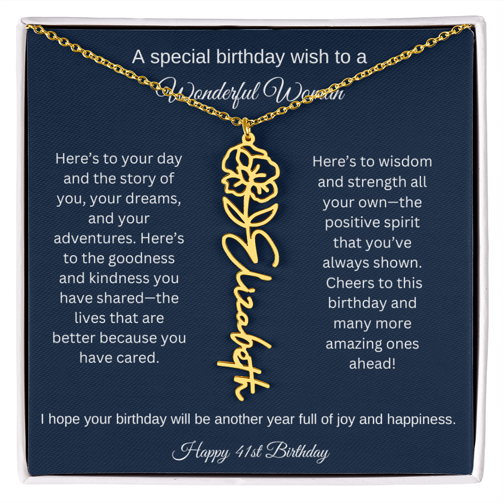 41st Birthday Gift Idea - Flower Name Necklace