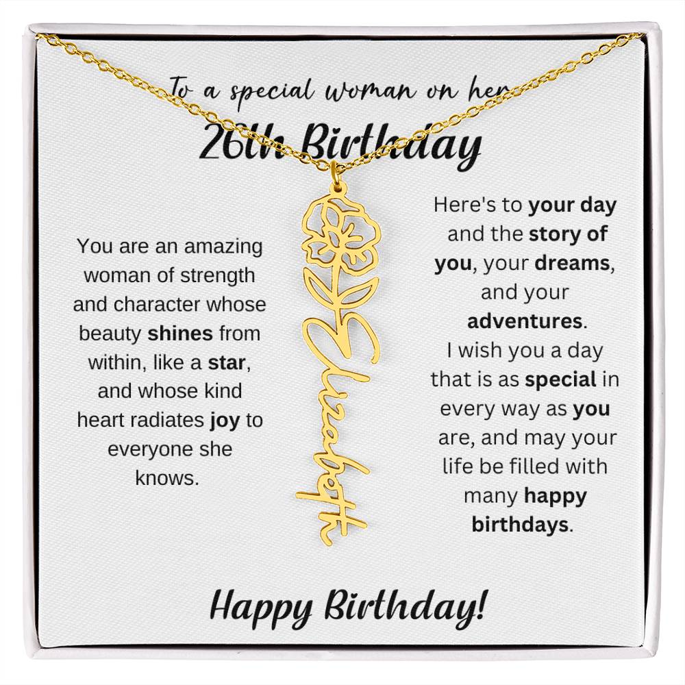 26th Birthday Gift Birthflower Necklace