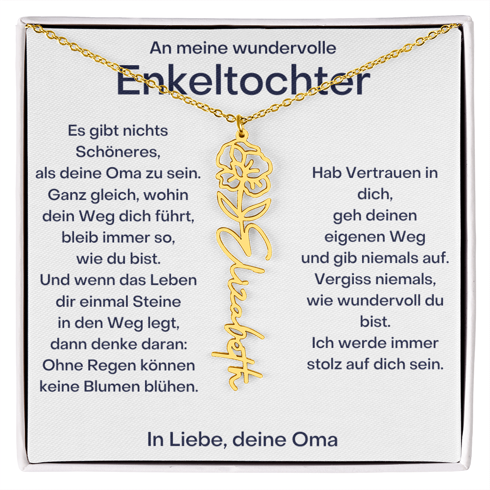 Personalisierte Geburtsblumenkette für Enkeltochter Von Oma