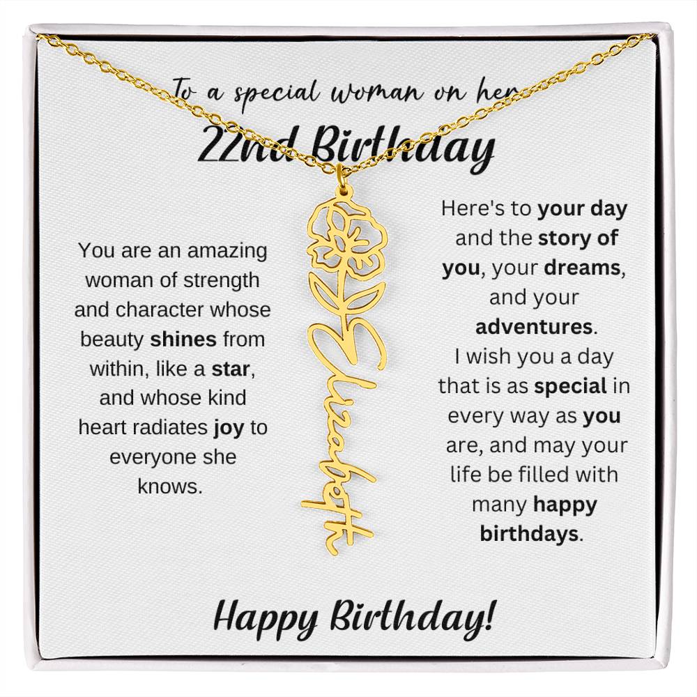 22nd Birthday Gift Birthflower Necklace