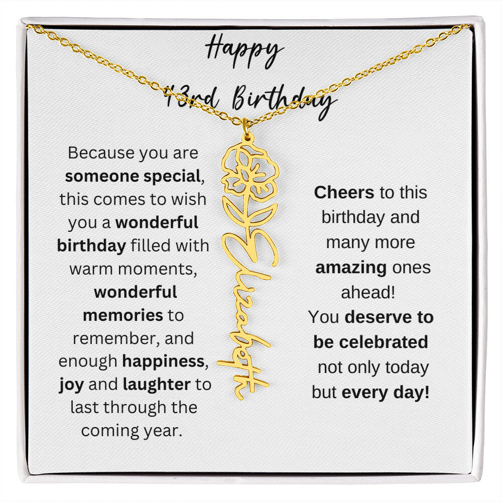 Happy 43rd Birthday - Flower Name Necklace