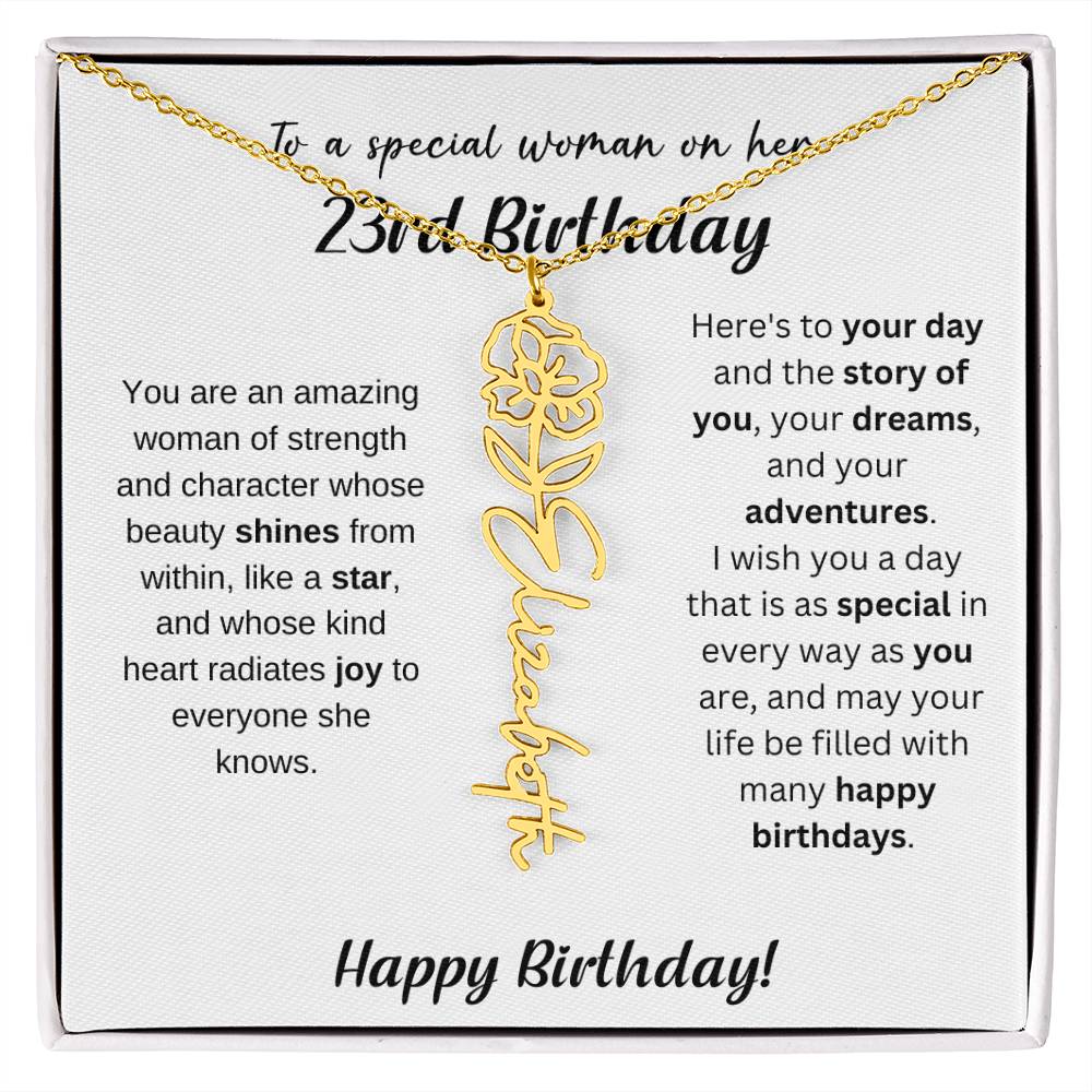 23rd Birthday Gift Birthflower Necklace