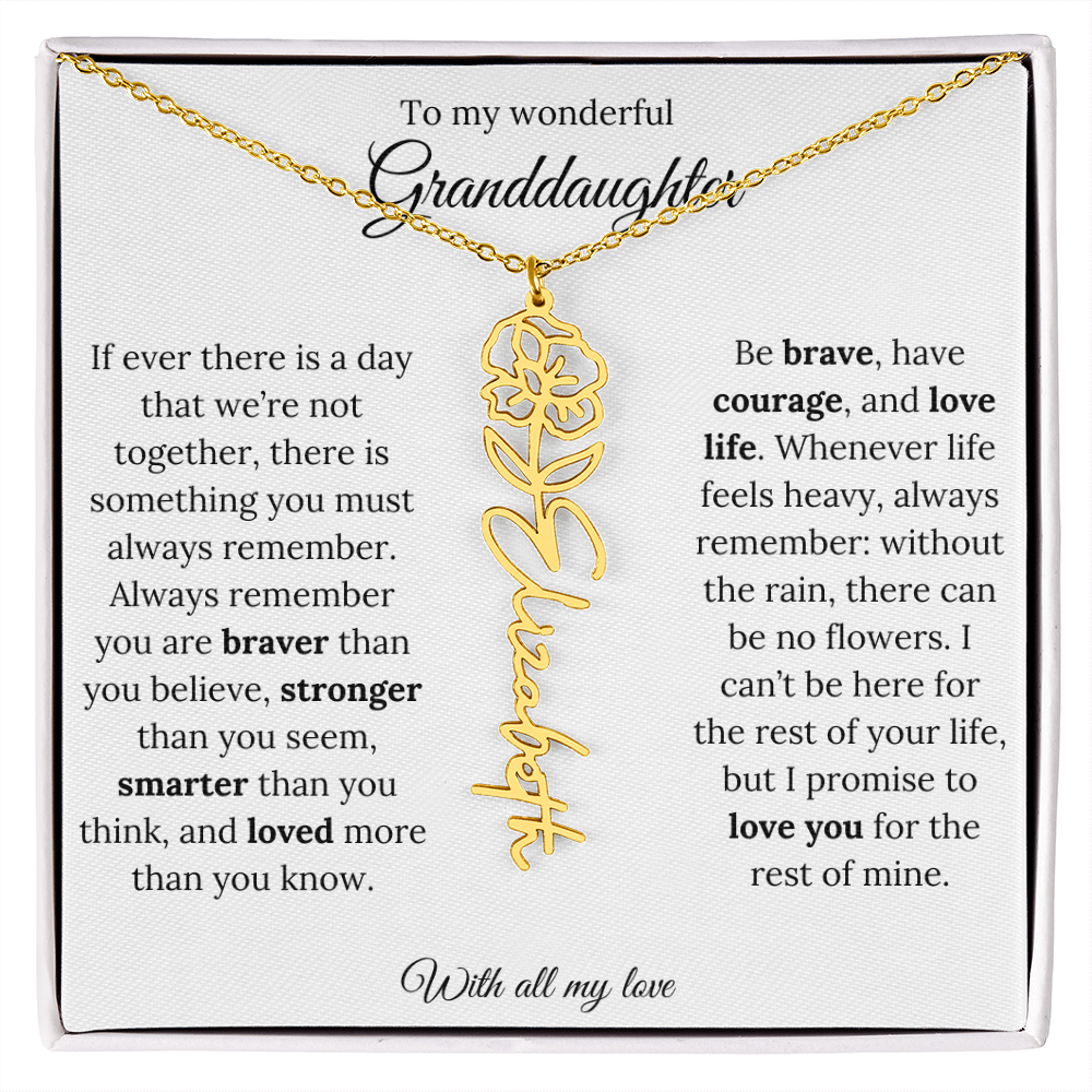 Personalized Birth Flower Name Necklace for Granddaughter