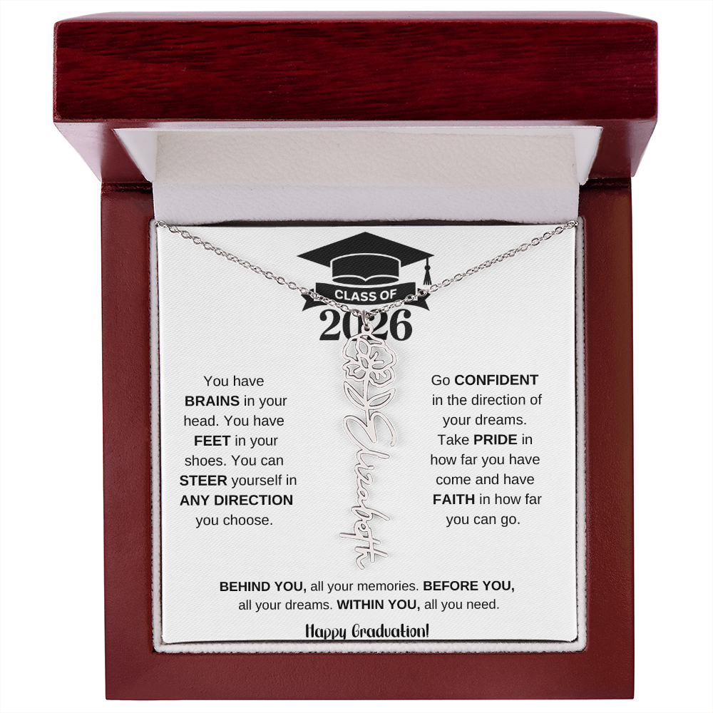 Personalized 2026 Graduation Gift Birth Month Flower Necklace