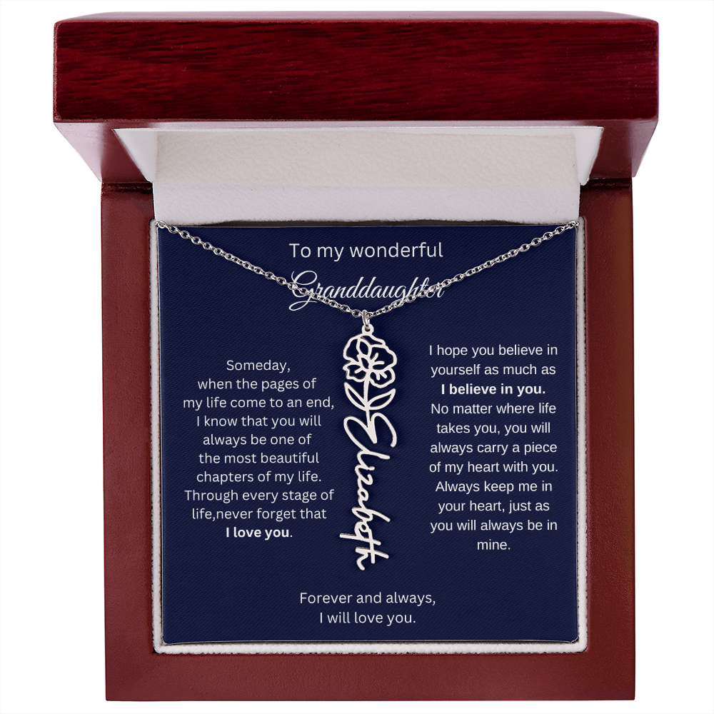 Meaningful Jewelry for Granddaughter - Birth Flower Name Necklace