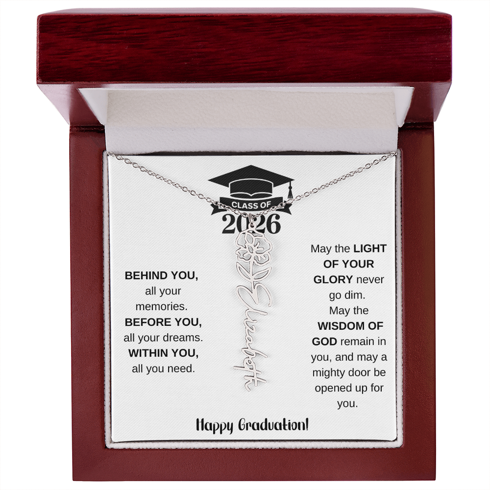 Class Of 2026 Personalized Graduation Gift Birth Month Flower Necklace