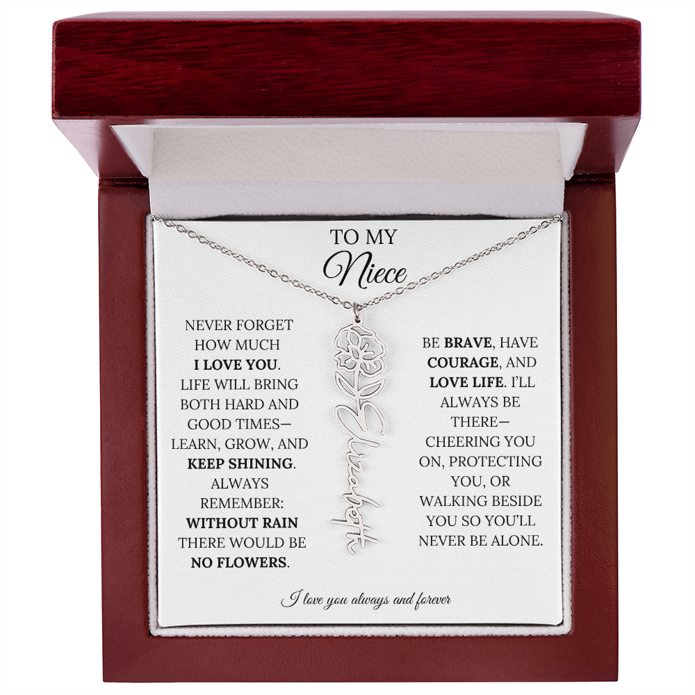 To My Niece | Keep Shining | Flower Name Necklace