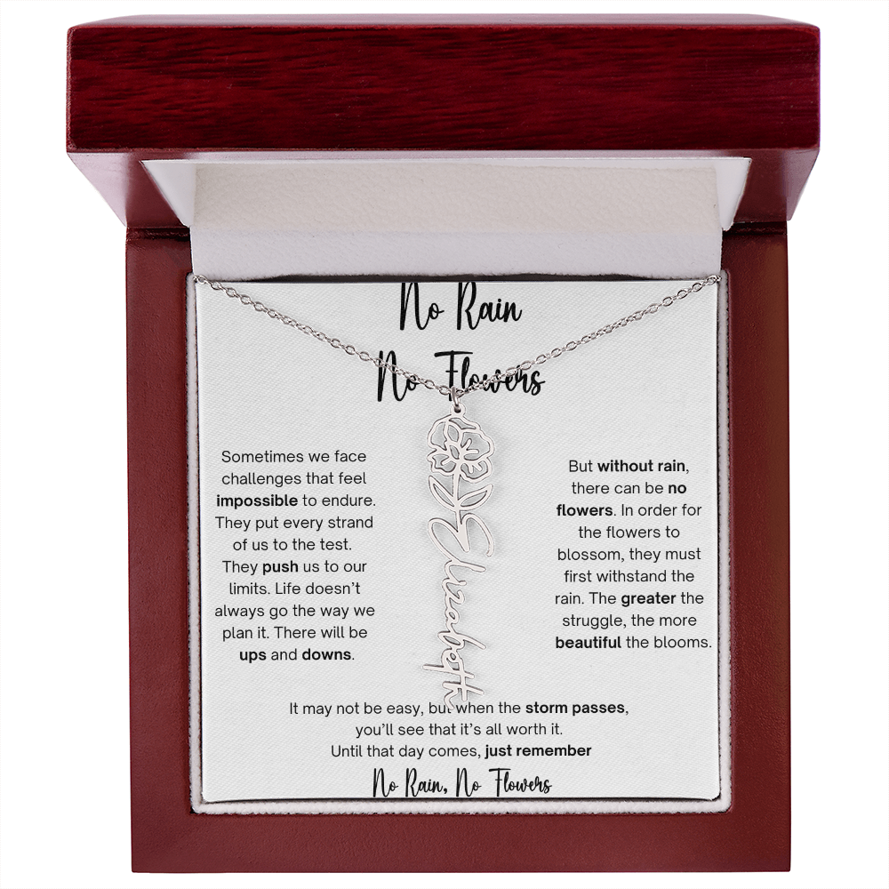 No Rain No Flowers 1 - Flower Name Necklace