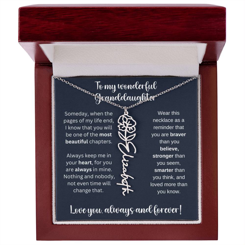 Granddaughter Birth Month Flower Necklace