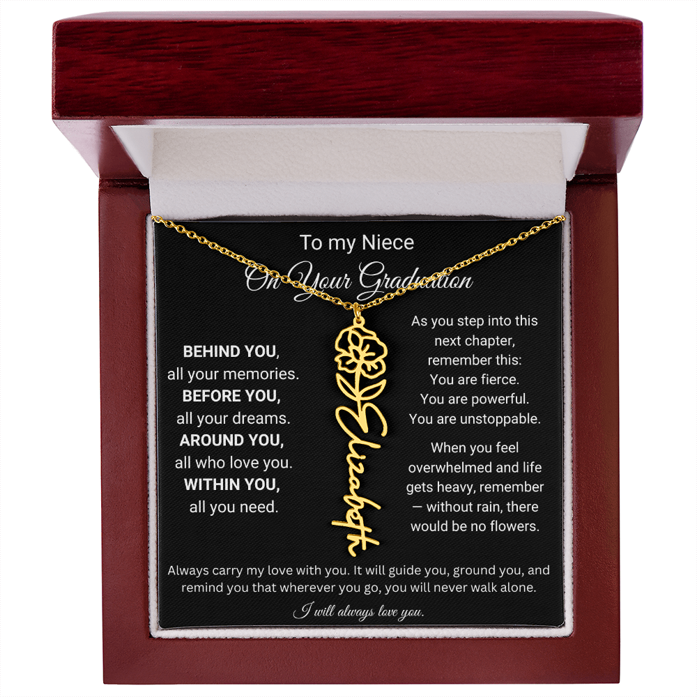 To My Niece On Your Graduation | Flower Name Necklace