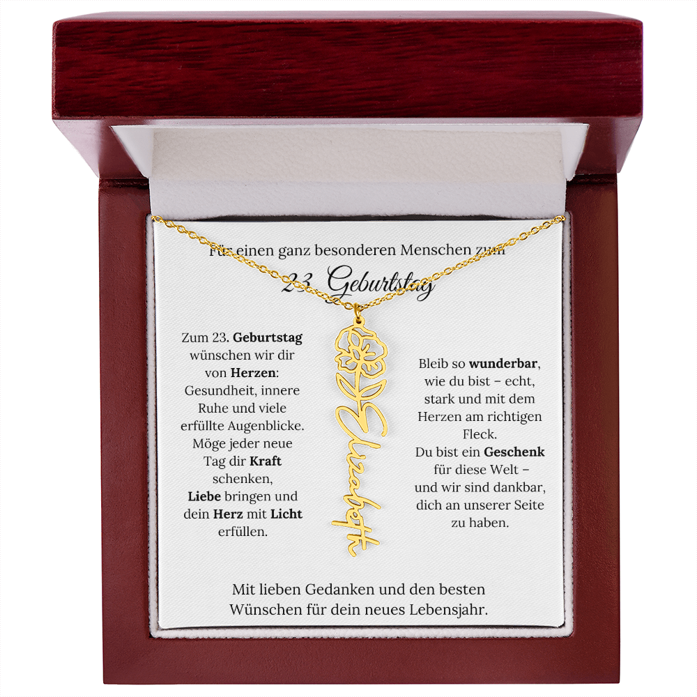 Personalisiertes 23. Geburtstagsgeschenk mit Geburtsblume
