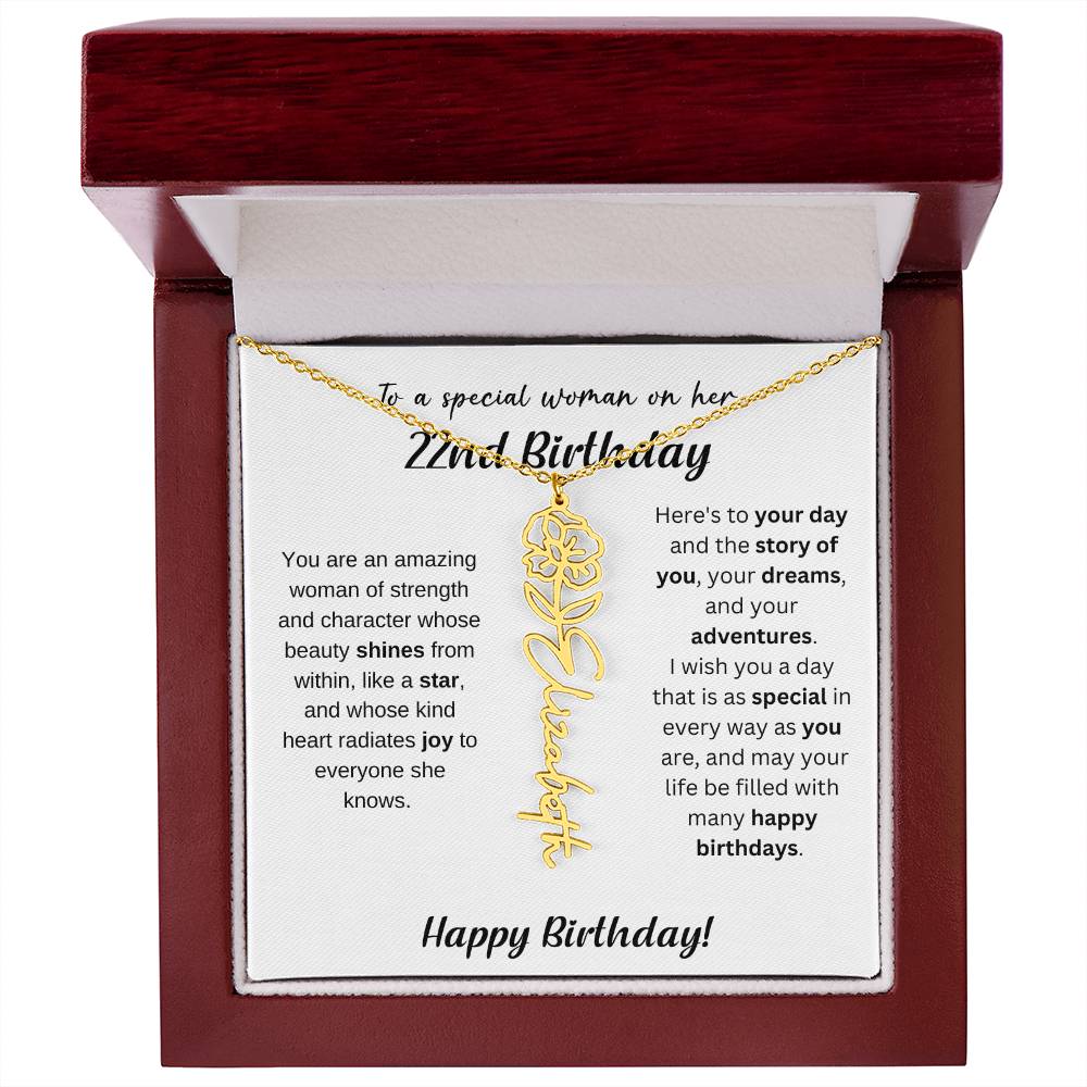 22nd Birthday Gift Birthflower Necklace