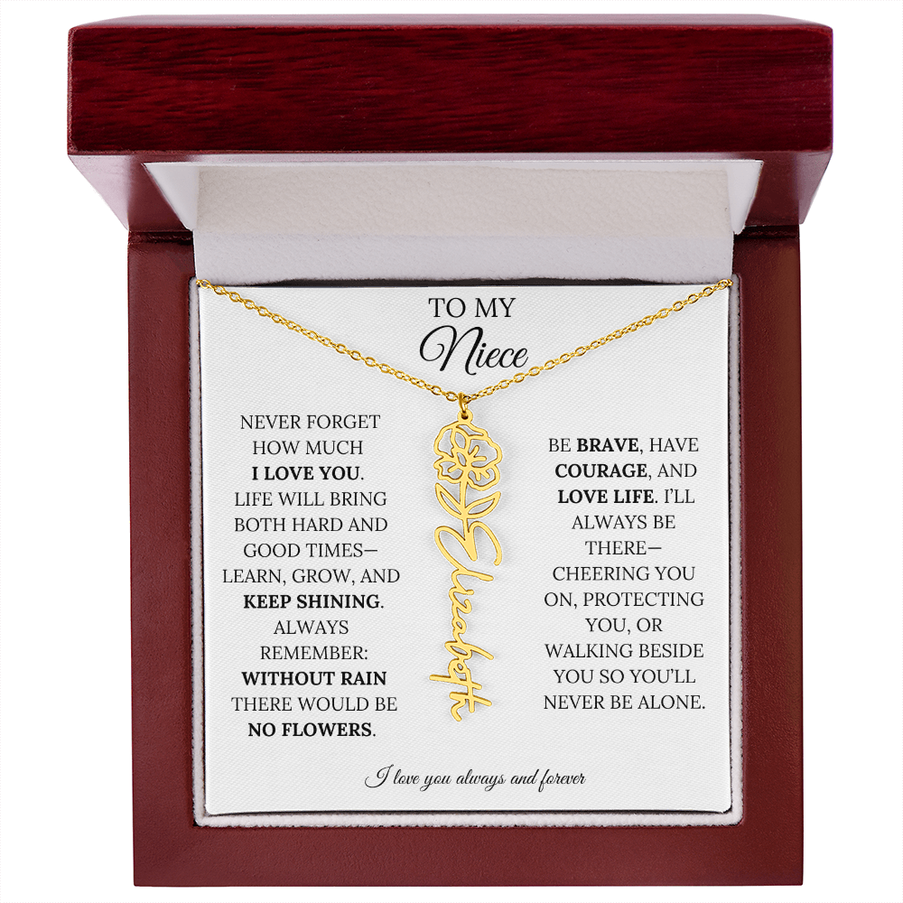 To My Niece | Keep Shining | Flower Name Necklace