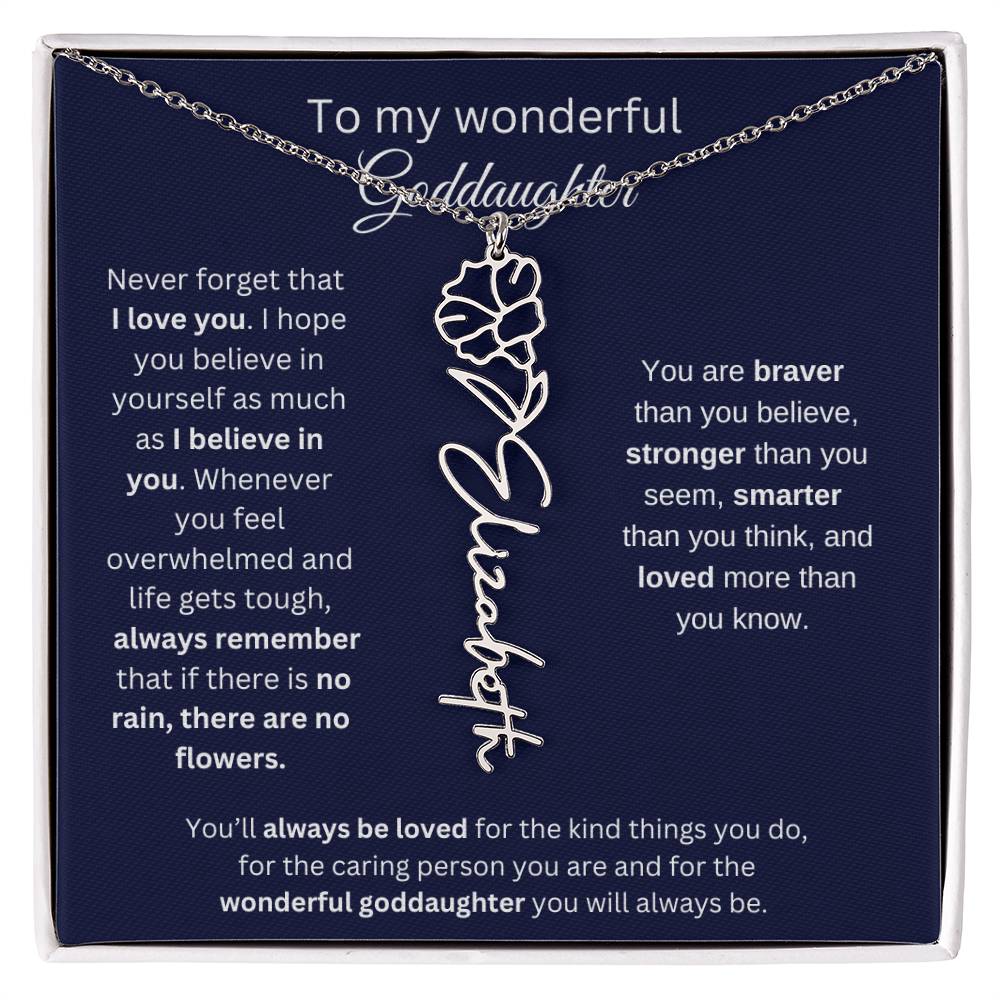 To My Wonderful Goddaughter - I Love You - Flower Name Necklace
