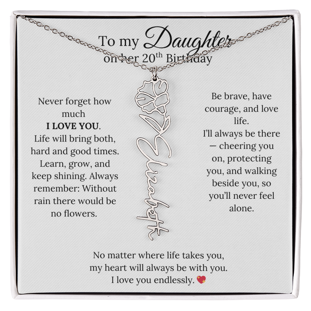 20th Birthday Gift from Mom - Personalized Flower Name Necklace