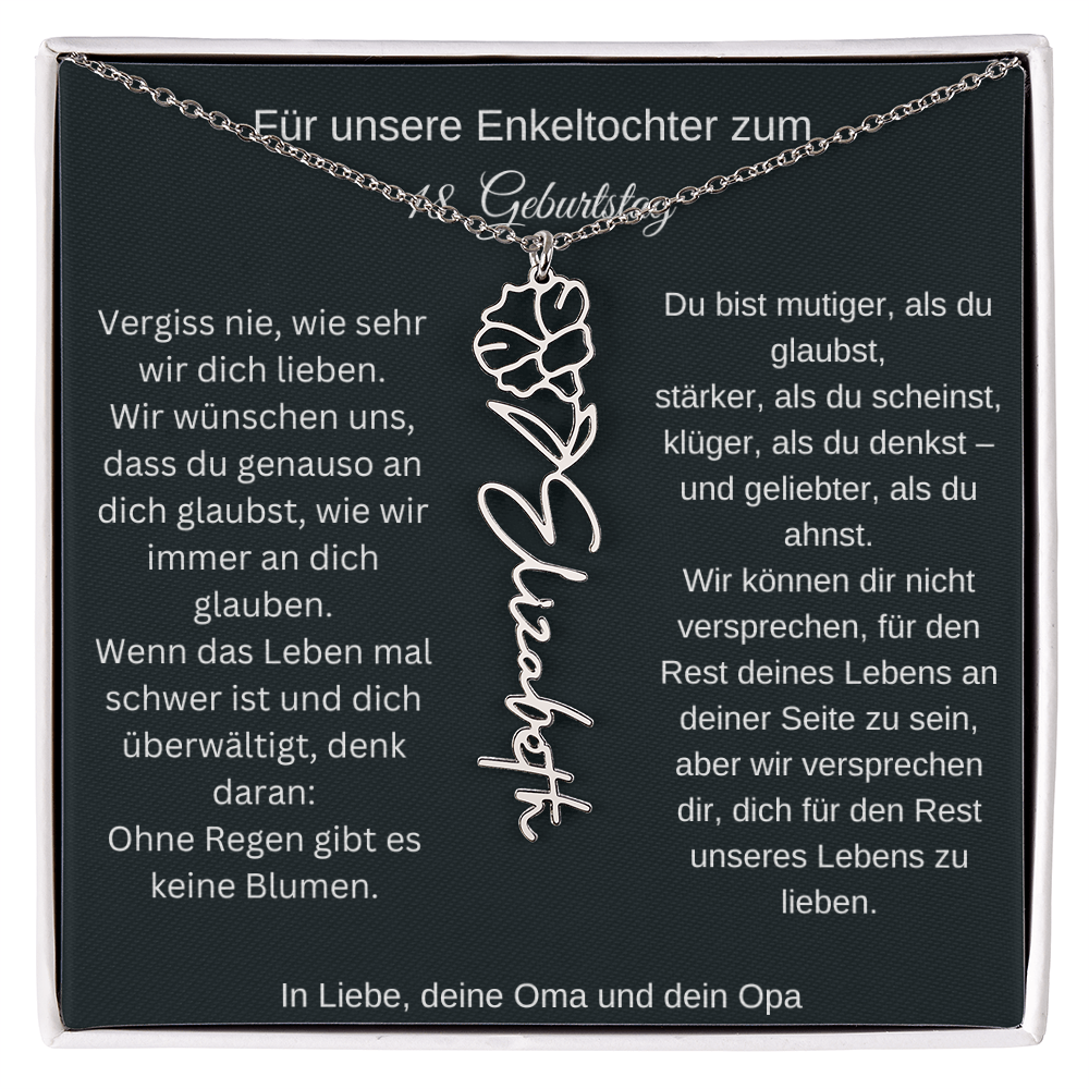 18. Geburtstag Blumen Namenskette