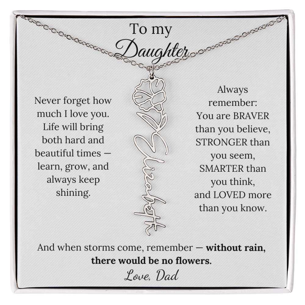 Personalized Jewelry Gift To My Daughter Birth Flower Name Necklace From Dad
