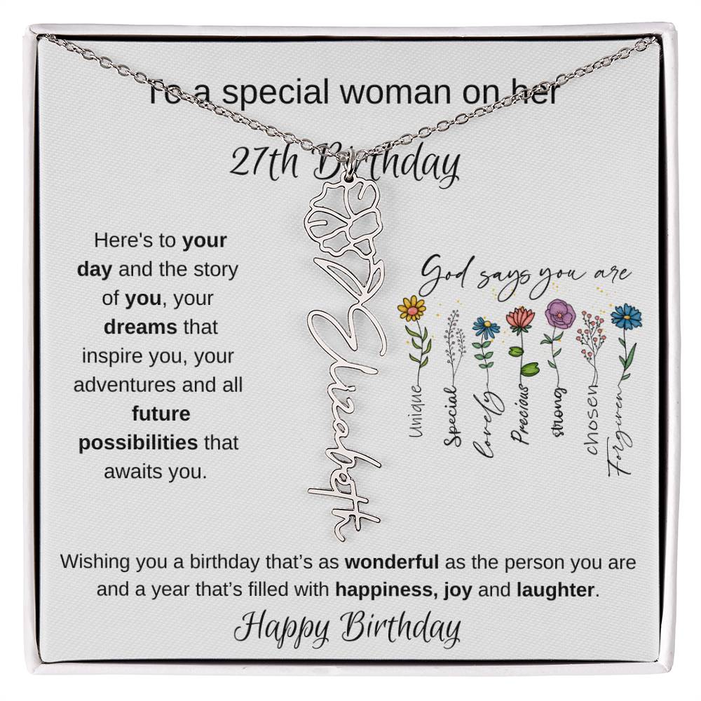 To A Special Woman On Her 27th Birthday - Flower Name Necklace