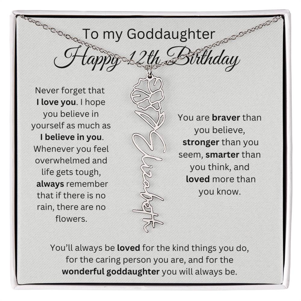 To My Goddaughter Happy 12th Birthday - Flower Name Necklace