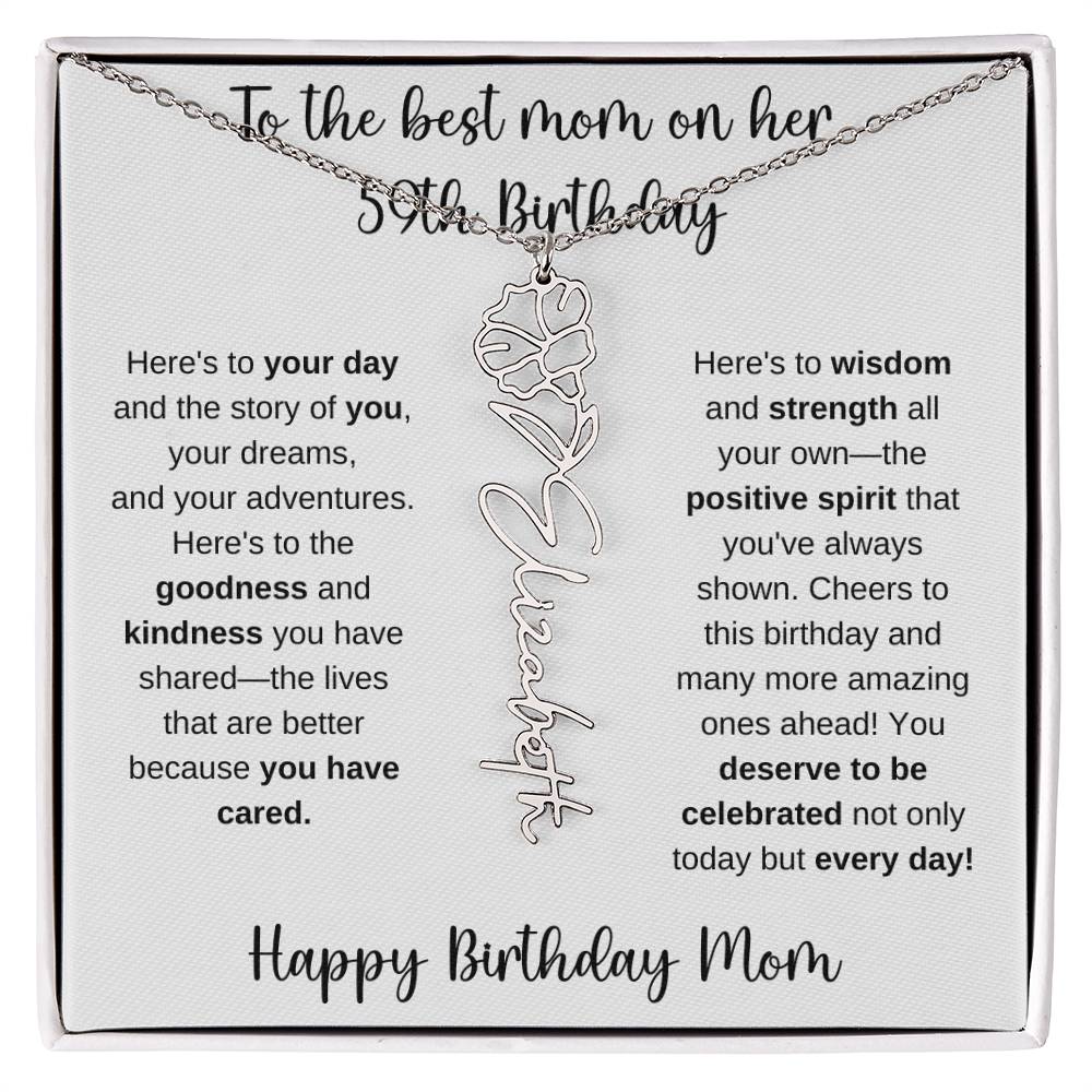To The Best Mom - Happy 59th Birthday | Flower Name Necklace