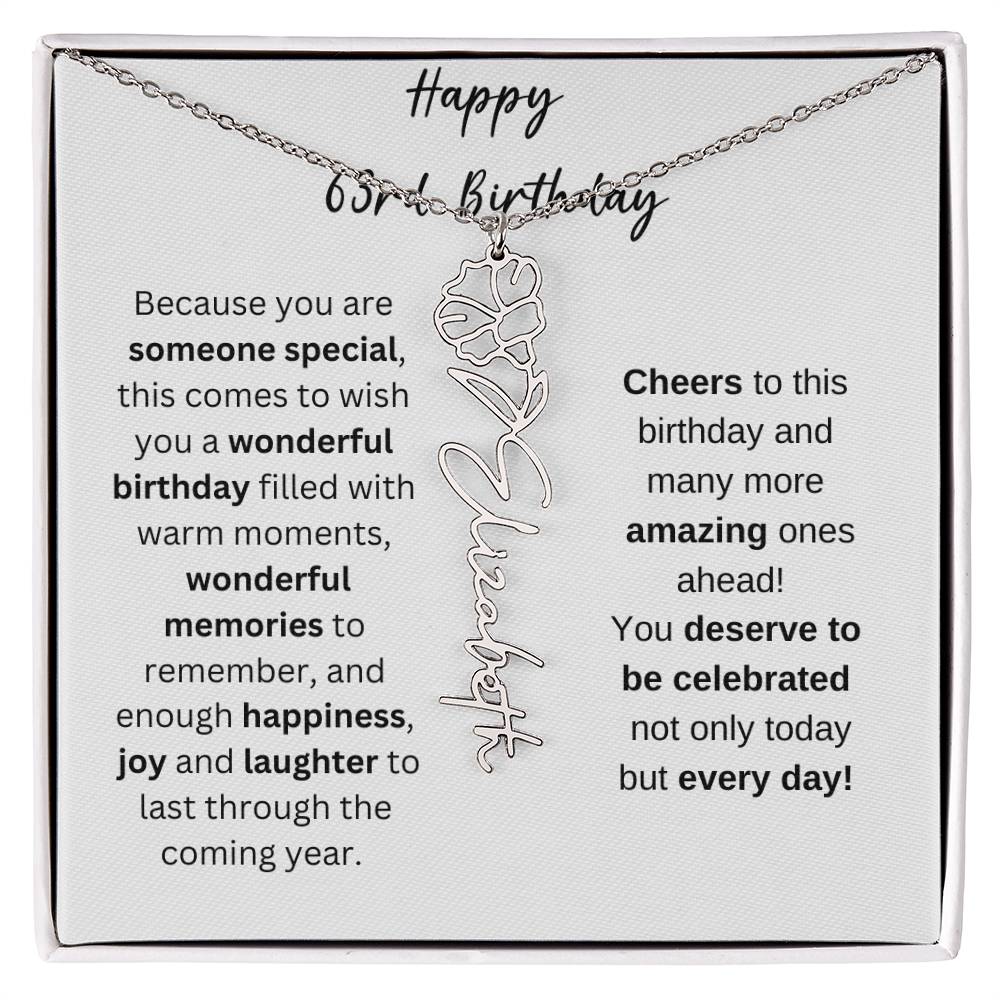 Happy 63rd Birthday - Flower Name Necklace