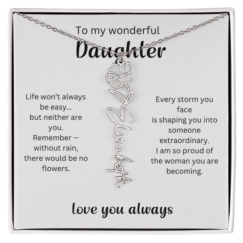 Emotional Gift for Daughter - Birth Flower Name Necklace 2
