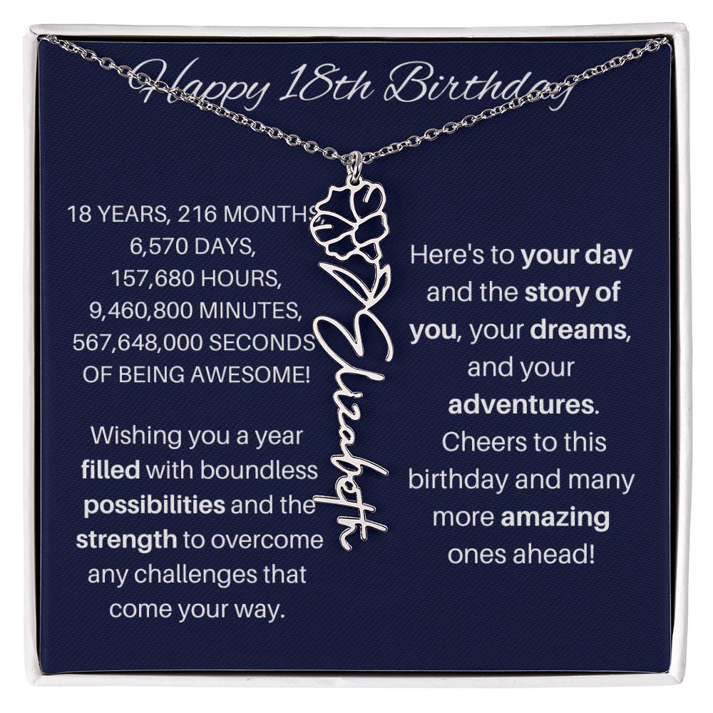 18th Birthday Birth Flower Necklace