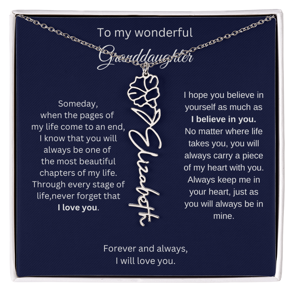 Meaningful Jewelry for Granddaughter - Birth Flower Name Necklace