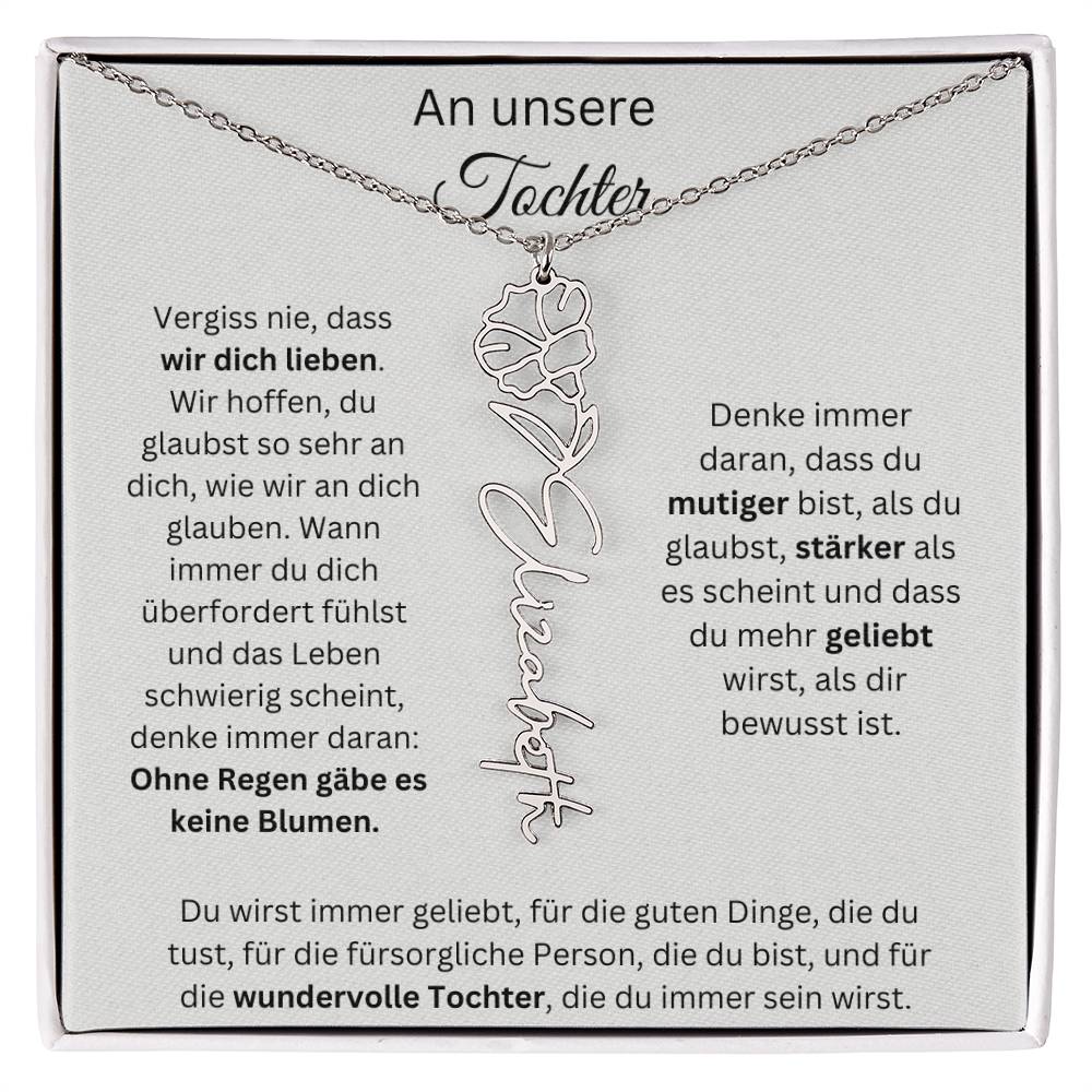 An Unsere Tochter - Vergiss Nie Geburtsblumen Kette Personalisierbar Mit Namen