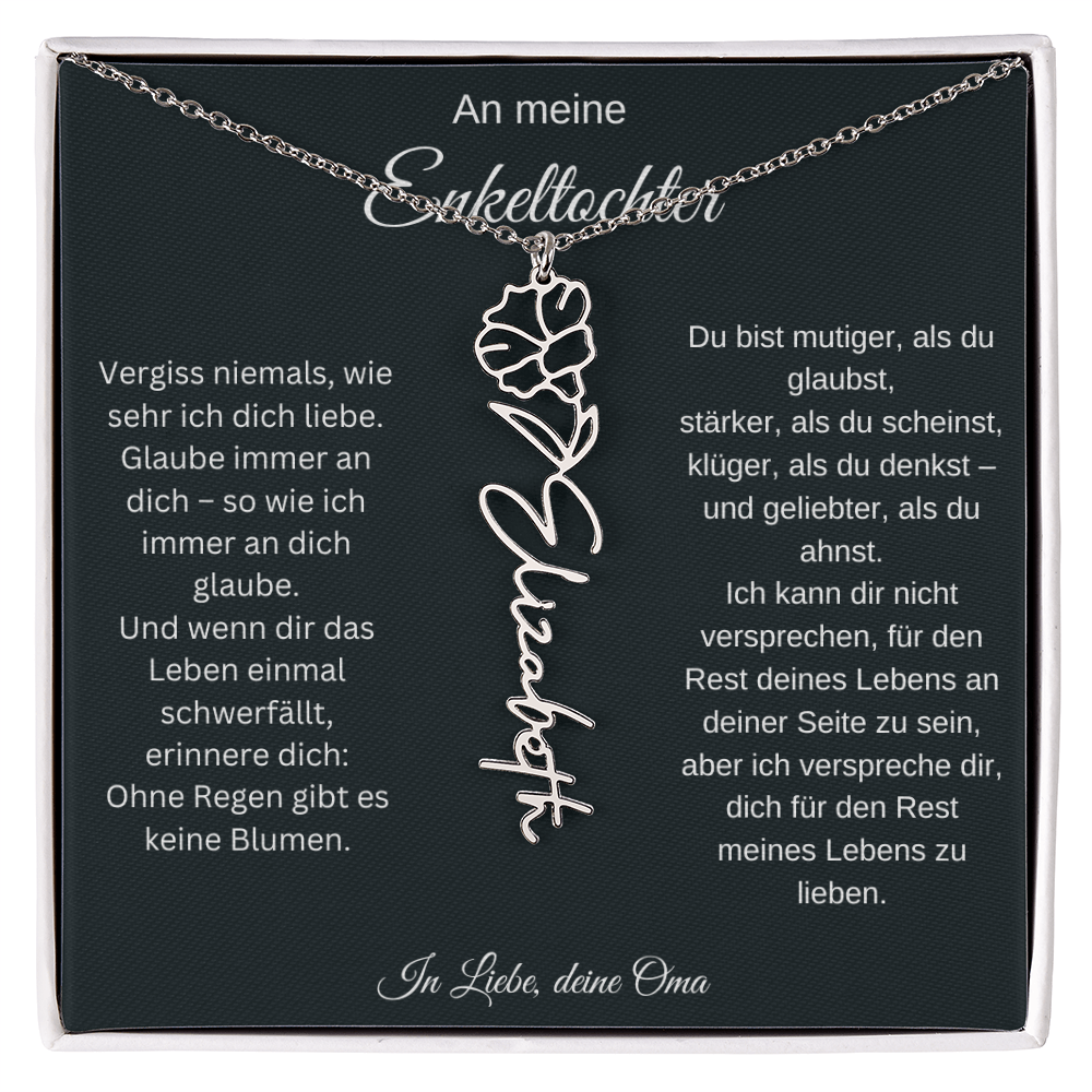 An meine Enkeltochter Geburtsblume Namenskette personalisierte Gravur Schmuck Geschenk