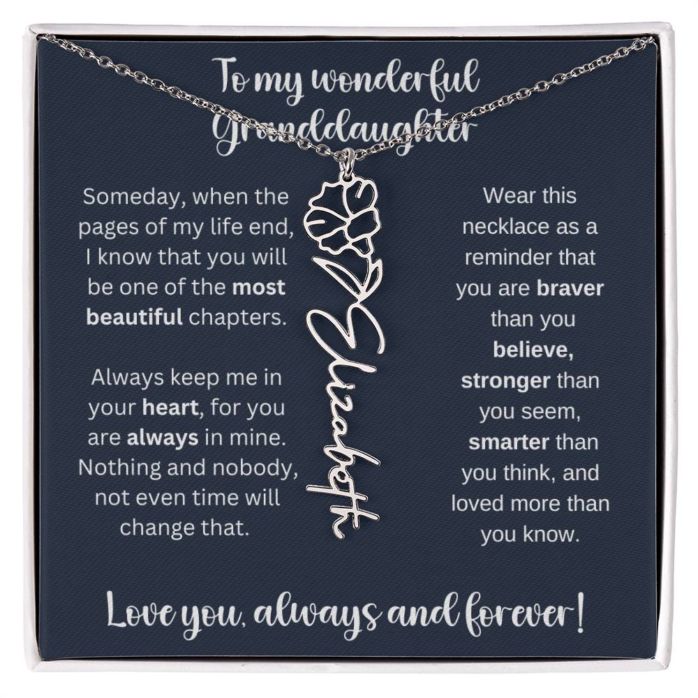 Granddaughter Birth Month Flower Necklace