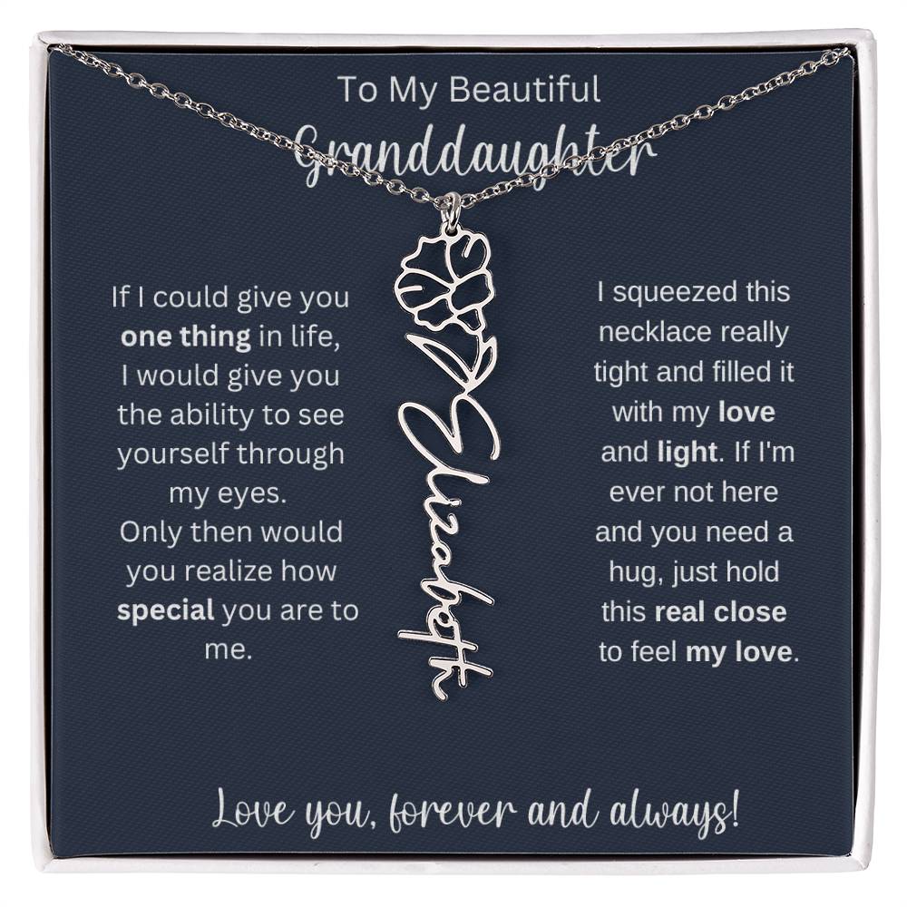 Granddaughter Birthday Present | Flower Name Necklace