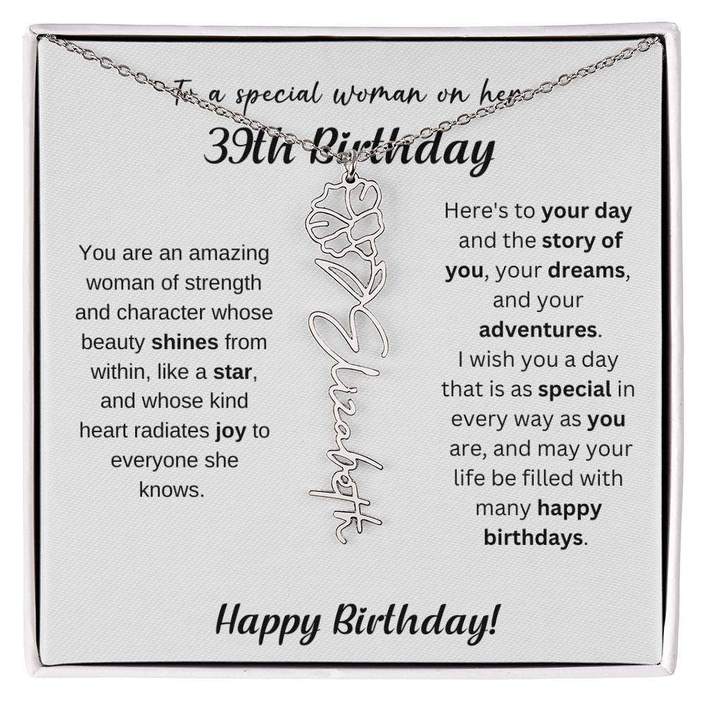 39th Birthday Gift Birthflower Necklace