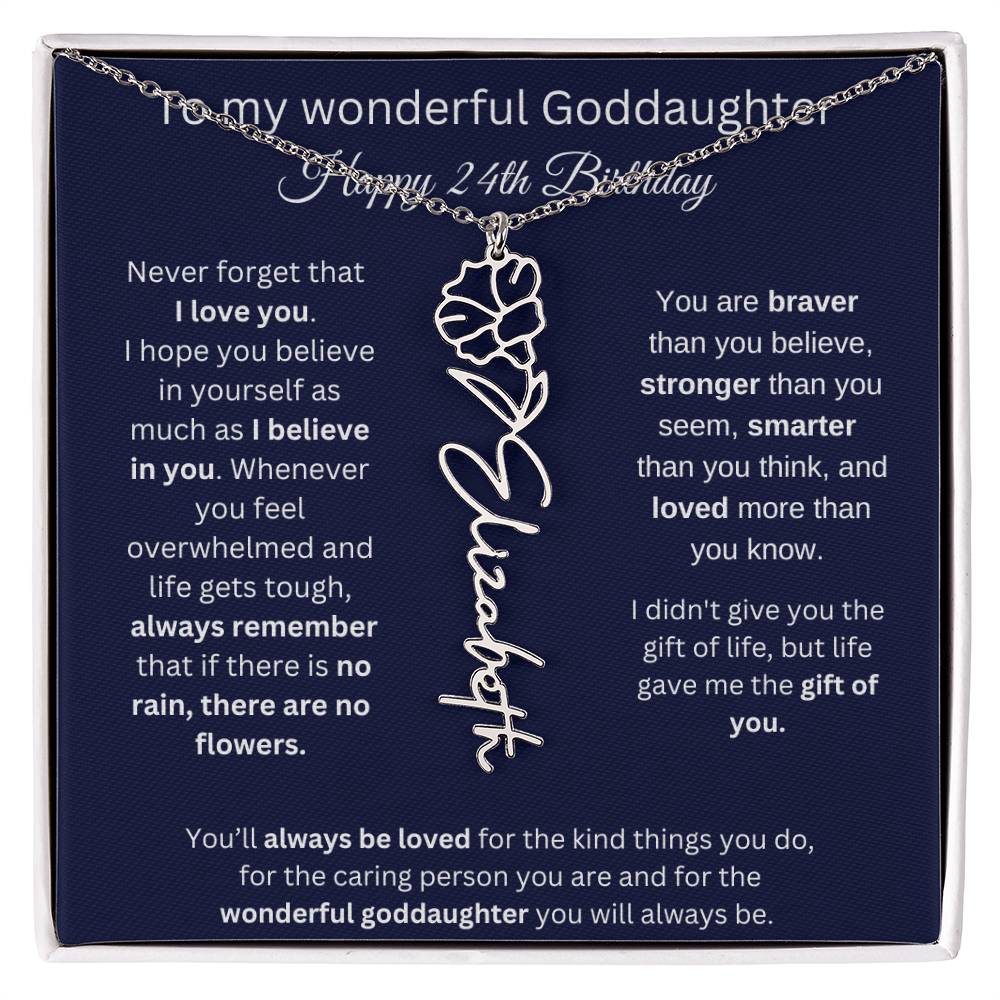 Goddaughter 24th Birthday Gift | Flower Name Necklace