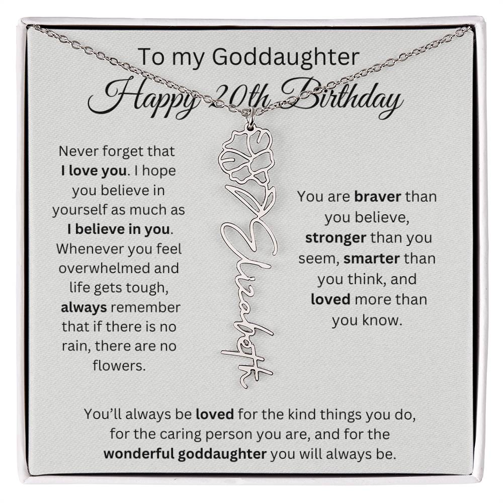 To My Goddaughter Happy 20th Birthday - Flower Name Necklace