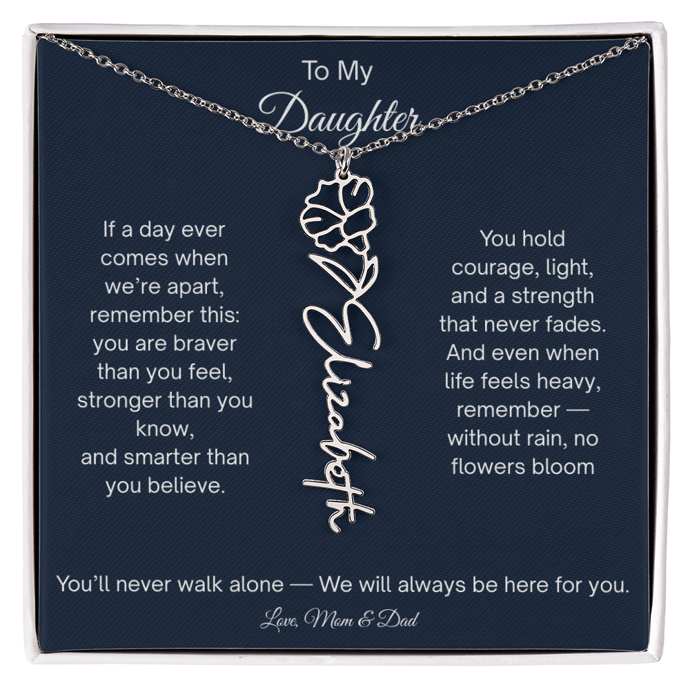 Personalized Daughter Gift - Birth Flower Name Necklace