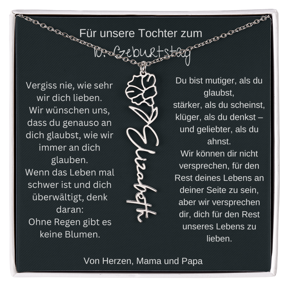 Geschenk zum 10. Geburtstag Tochter Geburtsblumen Namenskette