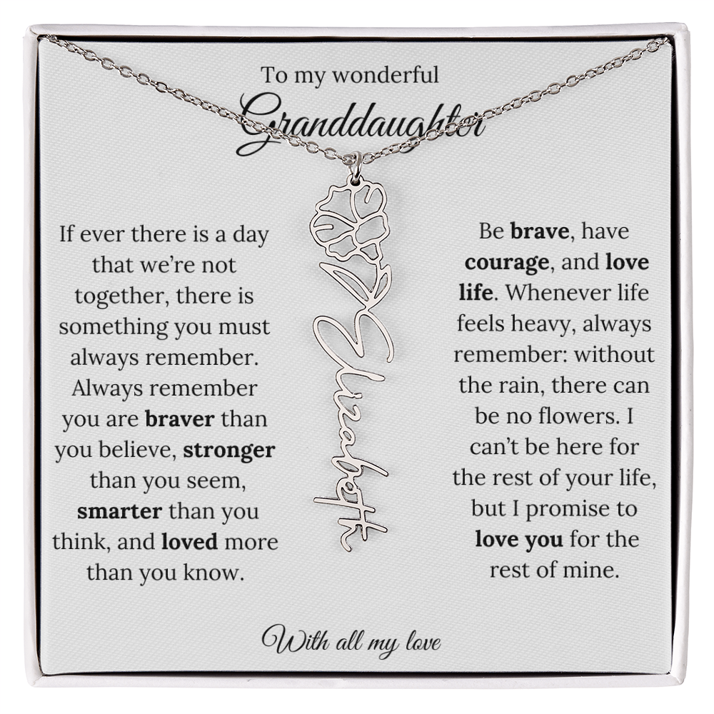 Personalized Birth Flower Name Necklace for Granddaughter