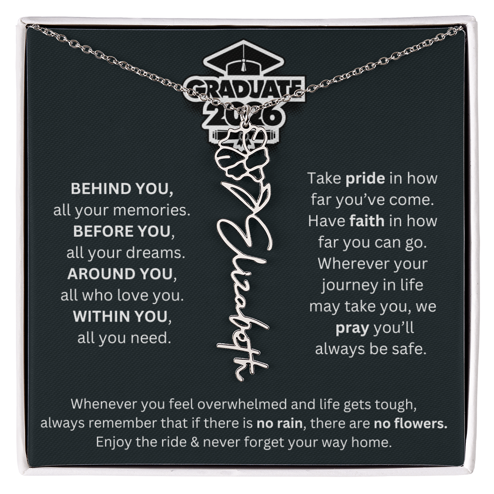 2026 Graduation Gift | Birth Flower Name Necklace 1
