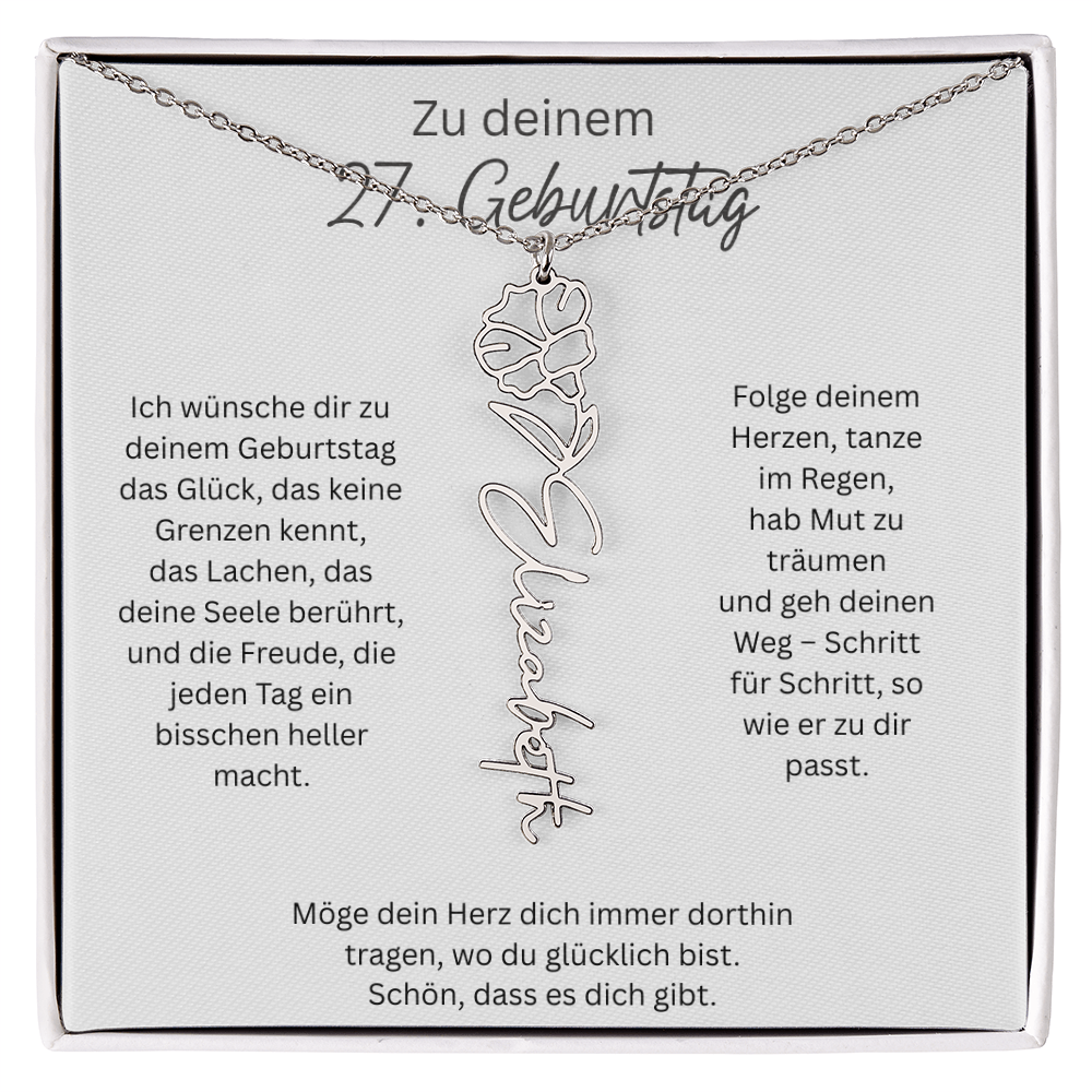 Geburtsblumen Namenskette zum 27 Geburtstag personalisiert Name Kette Gravur Geschenk