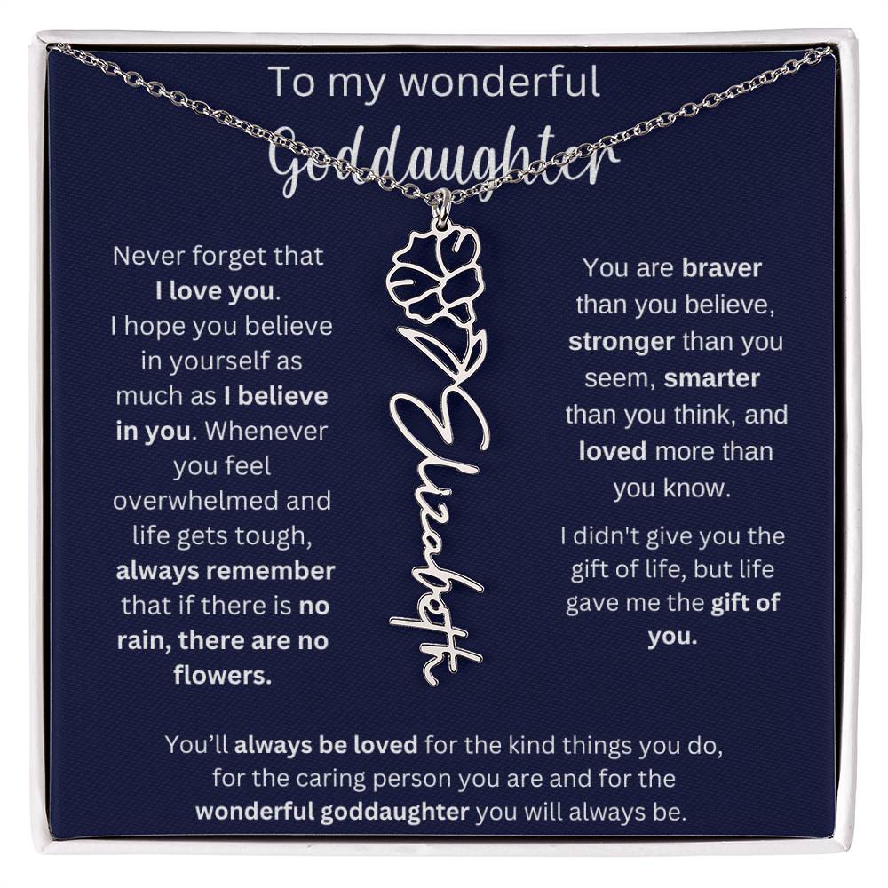 To My Wonderful Goddaughter | You'll Always Be Loved | Flower Name Necklace