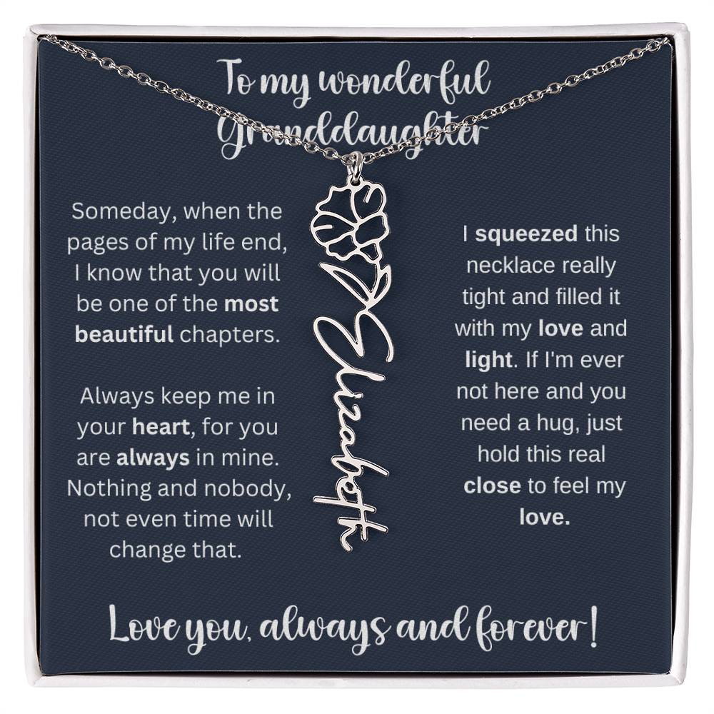 To My Wonderful Daughter Always Keep Me In Your Heart | Flower Name Necklace