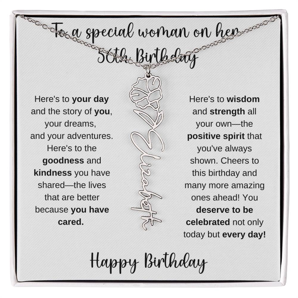 56th Birthday - Flower Name Necklace