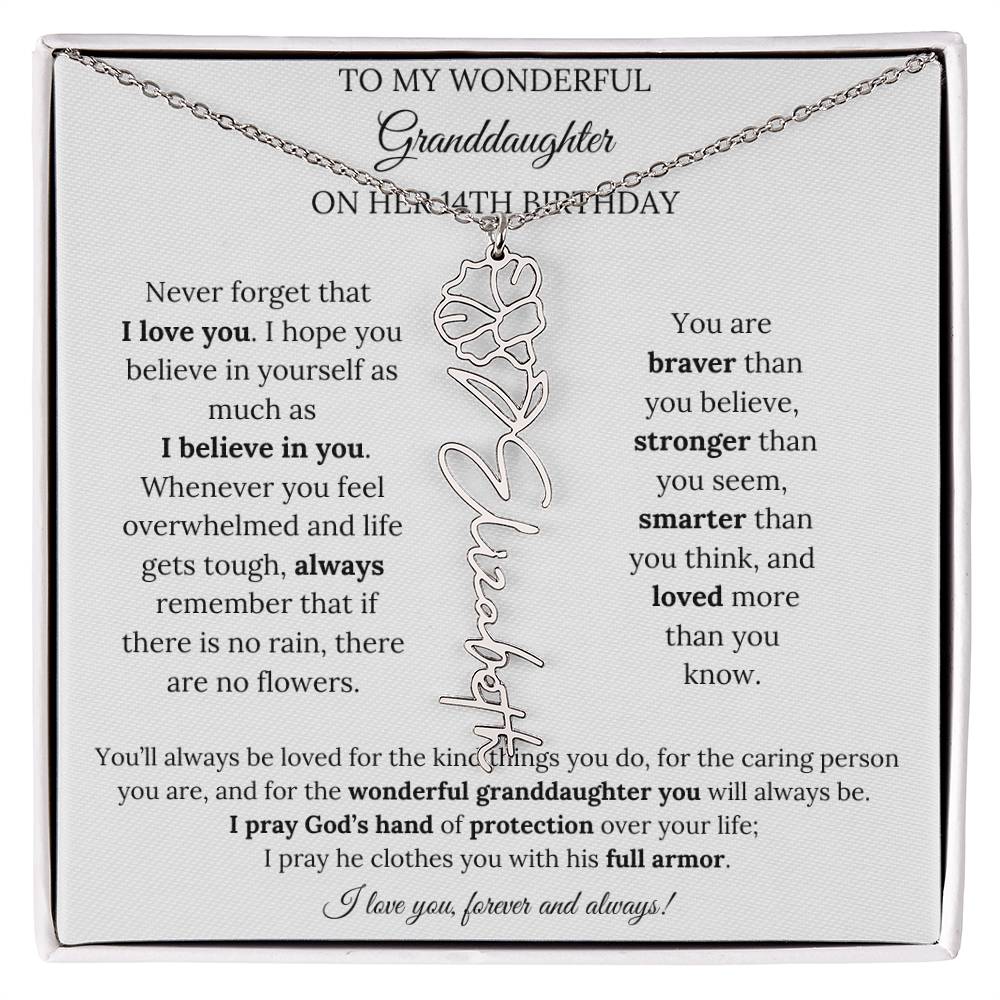 To My Wonderful Granddaughter On Her 14th Birthday - I Love You Forever & Always