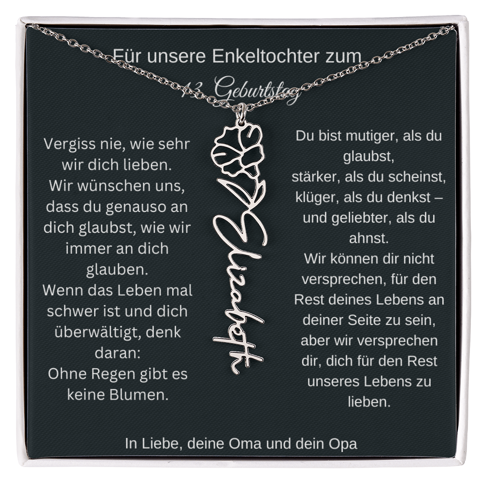 13. Geburtstag Blumen Namenskette