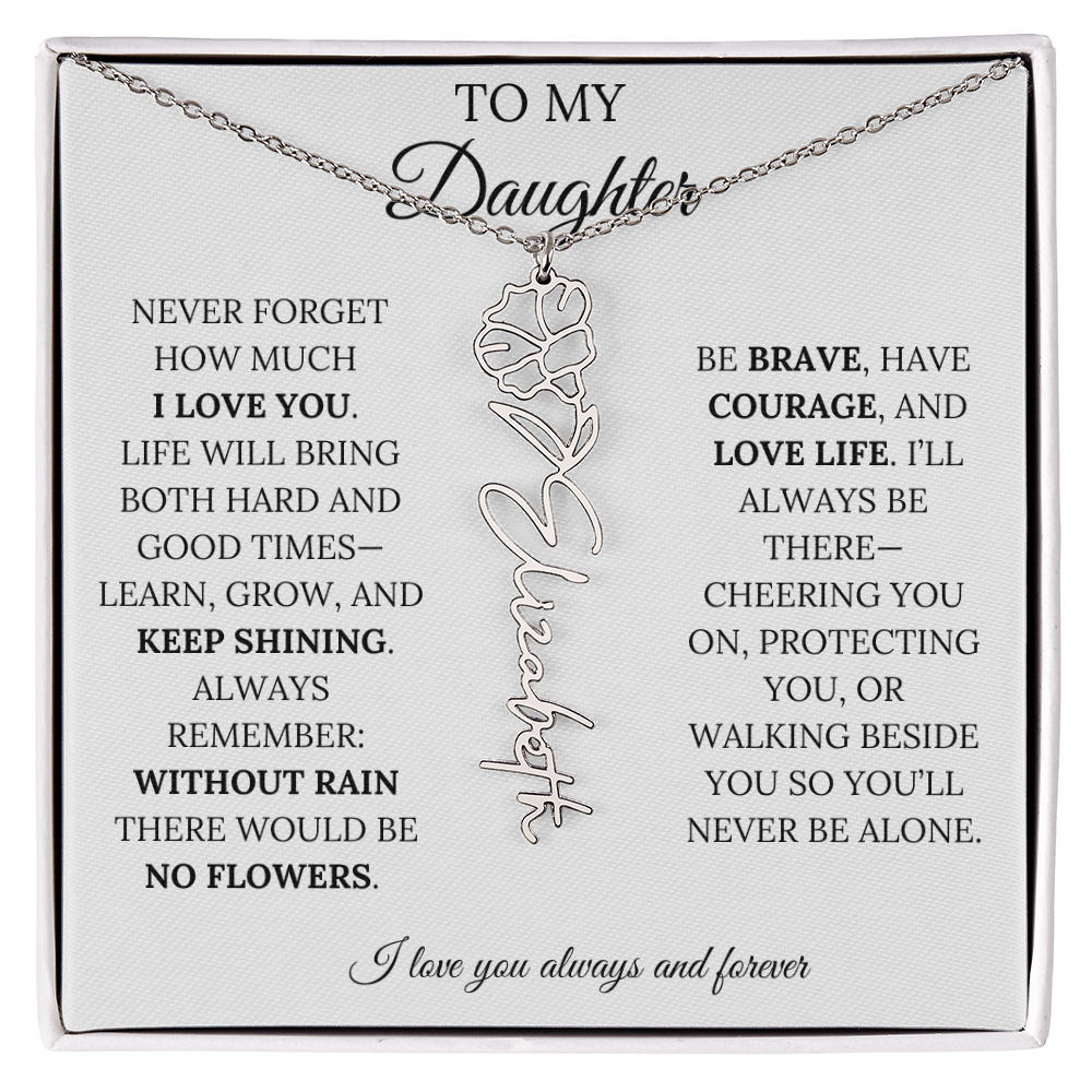 Personalized Birth Flower Name Necklace for Daughter