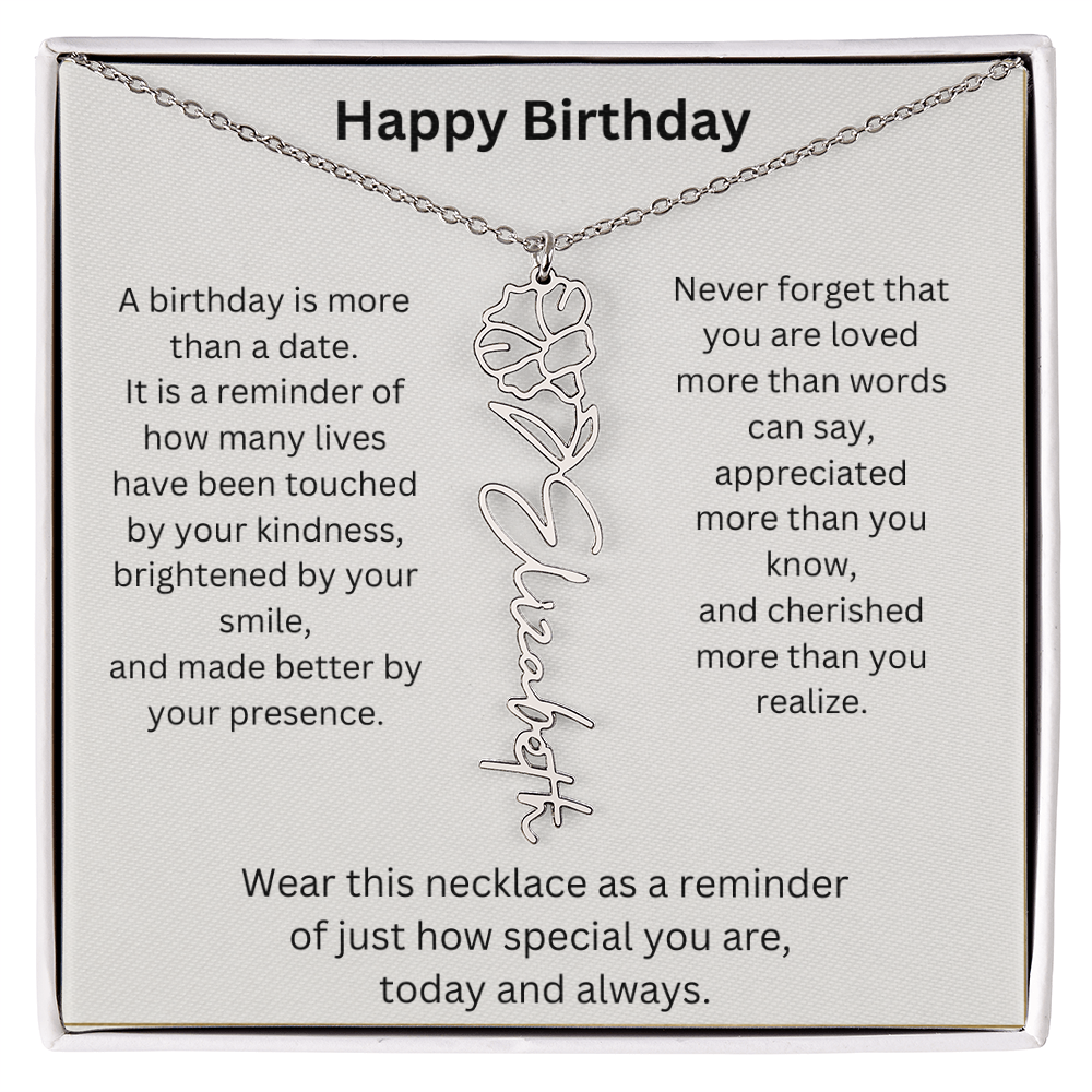 Meaningful Birthday Gift Birth Flower Name Necklace