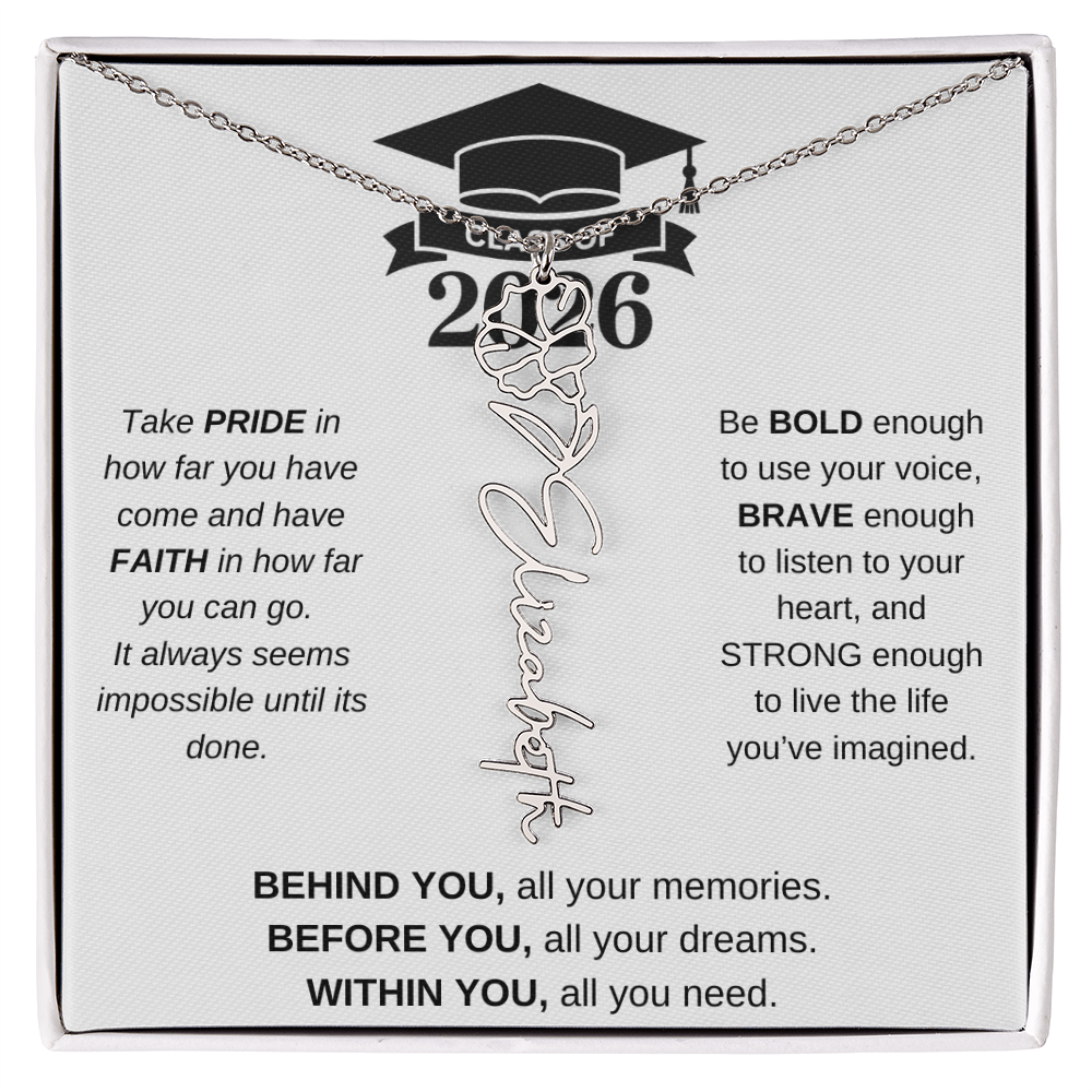 2026 Graduation Jewelry Birthmonth Flower Name Necklace