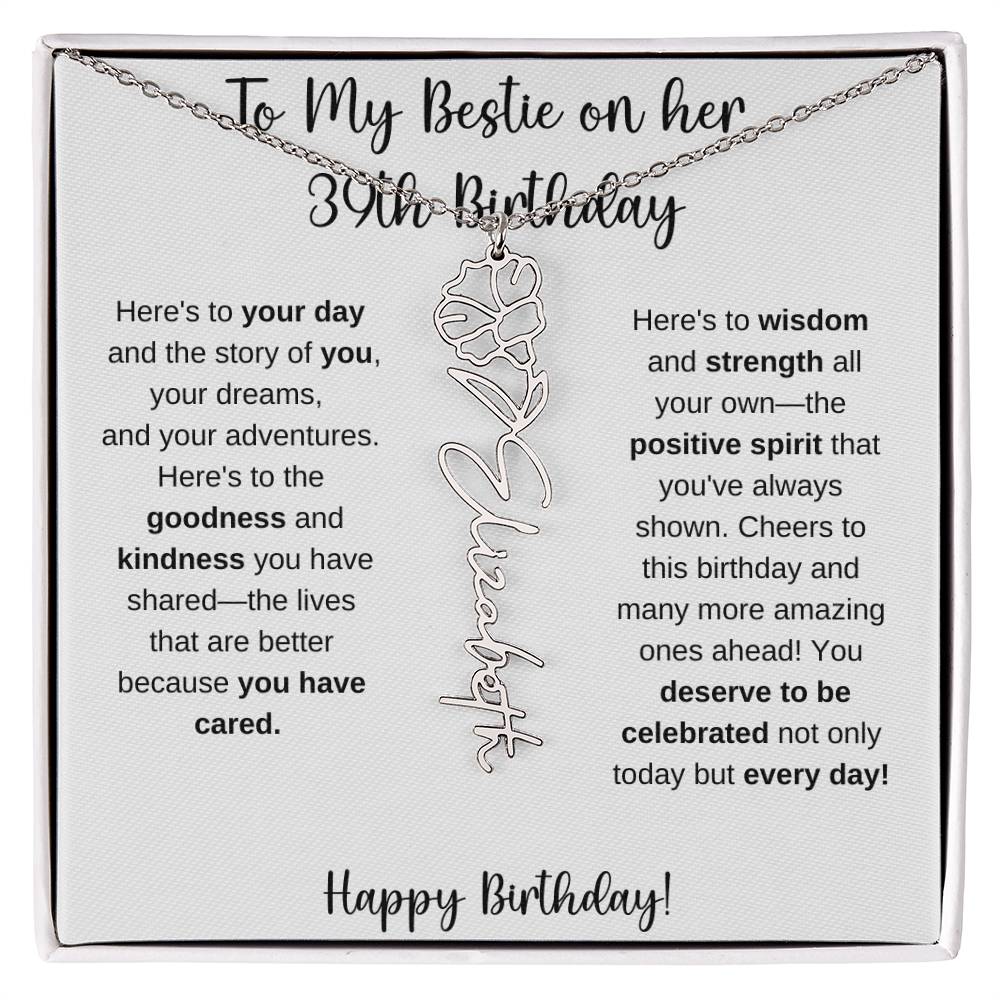To My Bestie Happy 39th Birthday - Flower Name Necklace