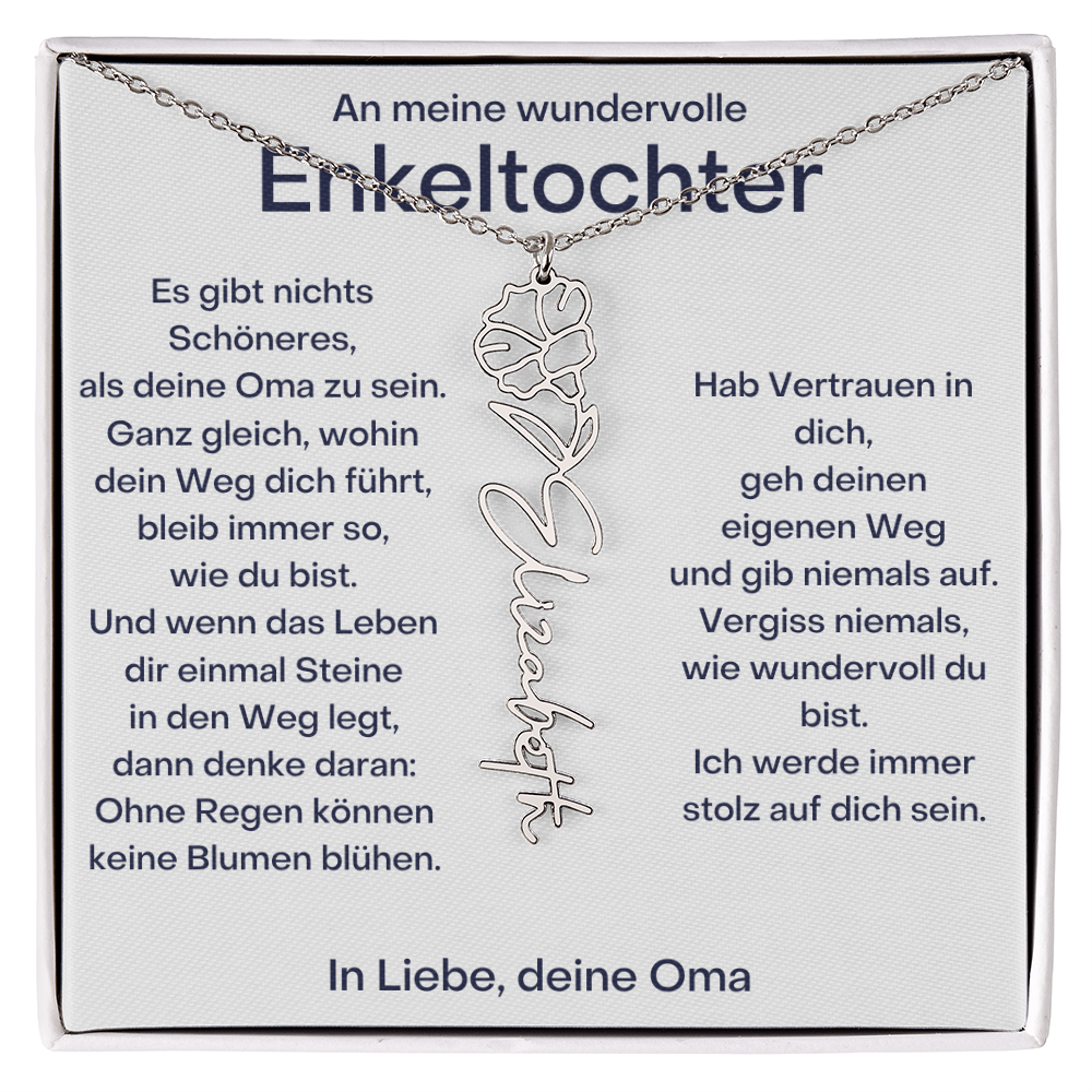 Personalisierte Geburtsblumenkette für Enkeltochter Von Oma